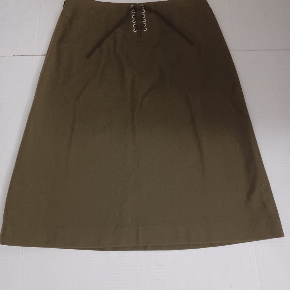 J.CREW WOMEN'S WOOL CASHMERE BLEND SKIRT OLIVE GREEN SIZE 2